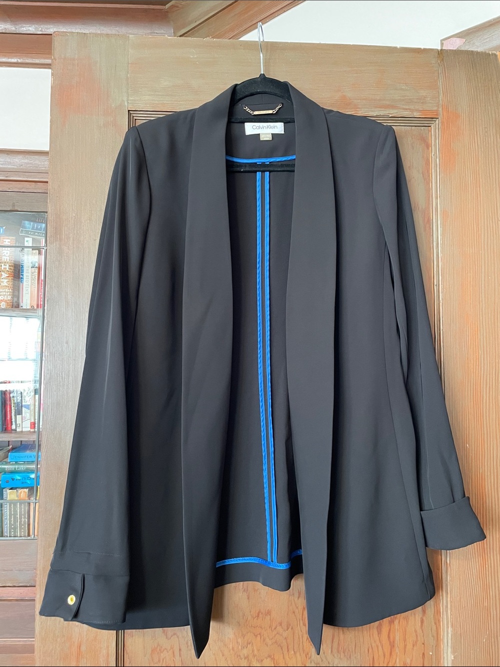 Calvin Klein Black Open-Front Long Blazer